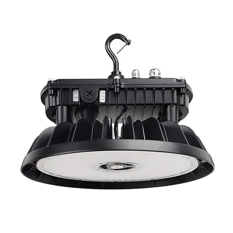 Adjustable LED UFO High Bay – 240W/270W/310W – 46,500 Lumens – 5000K Daylight – 120-277V – Black Housing – IP65 Rated – UL & DLC Listed