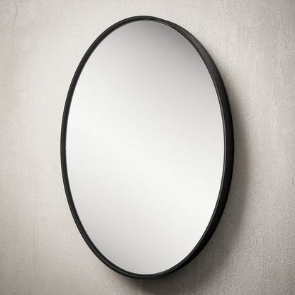 Black Oval Metal Frame Mirror – Modern Wall-Mounted Bathroom and Entryway Mirror - Lumens Depot