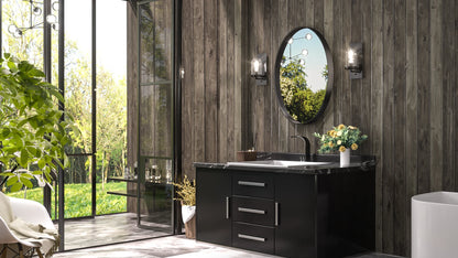 Black Oval Metal Frame Mirror – Modern Wall-Mounted Bathroom and Entryway Mirror - Lumens Depot