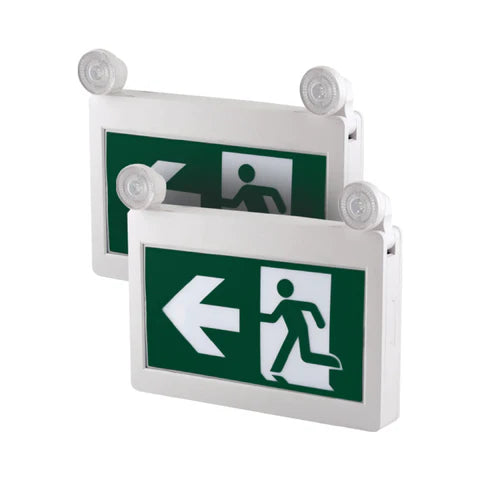 LED Running Man Combo Safety Exit Sign – 4W – 6000K/7000K – Green – 120-347V – 3.6V 1000mAh Ni-Cd Battery – Single & Double Face – UL Listed - Lumens Depot
