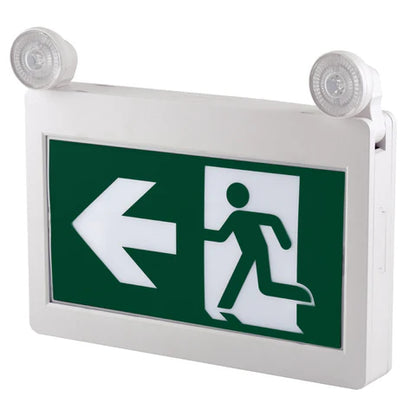 LED Running Man Combo Safety Exit Sign – 4W – 6000K/7000K – Green – 120-347V – 3.6V 1000mAh Ni-Cd Battery – Single & Double Face – UL Listed - Lumens Depot