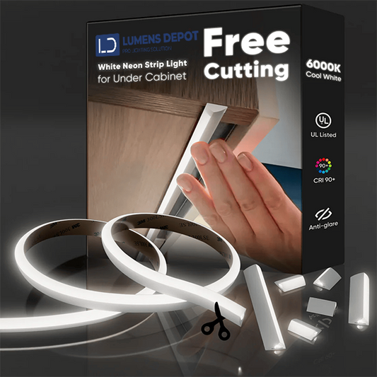 24V Anti-Glare Bright Cozy Under Cabinet LED Strip Free Cut 6000K Cool White - White Shell