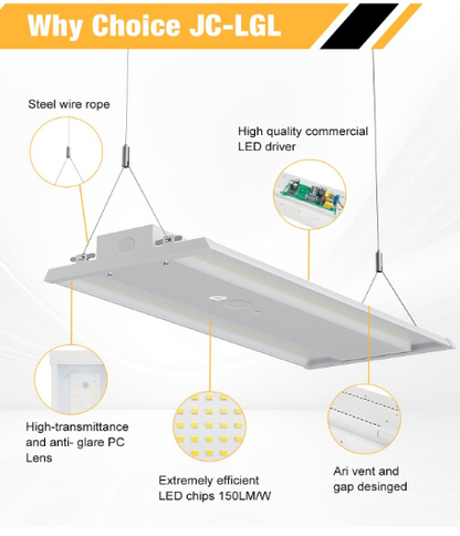 LED Linear High Bay Light, 3ft, 300W, CCT 5000K, 45,000 Lumens, 100-277V - Lumens Depot
