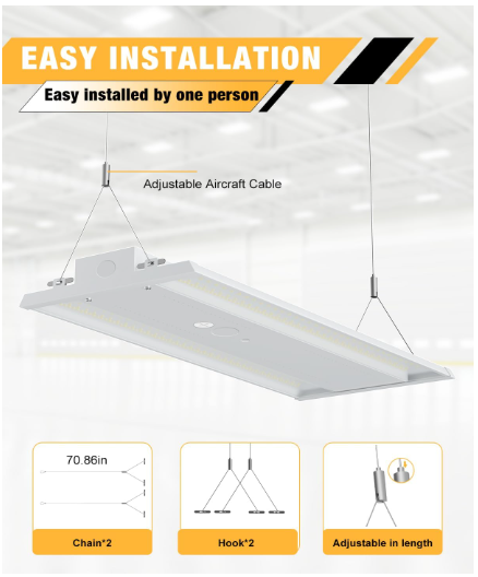 LED Linear High Bay Light, 3ft, 300W, CCT 5000K, 45,000 Lumens, 100-277V - Lumens Depot