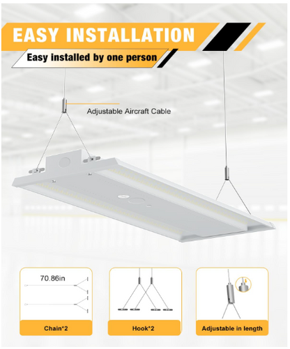 LED Linear High Bay Light, 3ft, 300W, CCT 5000K, 45,000 Lumens, 100-277V - Lumens Depot