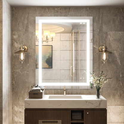 Modern Frontlit LED Vanity Mirror – Anti-Fog - Shatterproof - Dimmable Wall-Mounted Bathroom Mirror - Lumens Depot