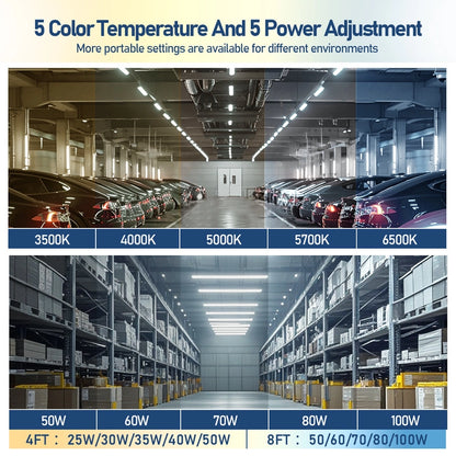 8FT LED Vapor Tight Light - 100W/80W/70W/60W/50W - Waterproof - Energy-Efficient & High Lumen Output - Lumens Depot