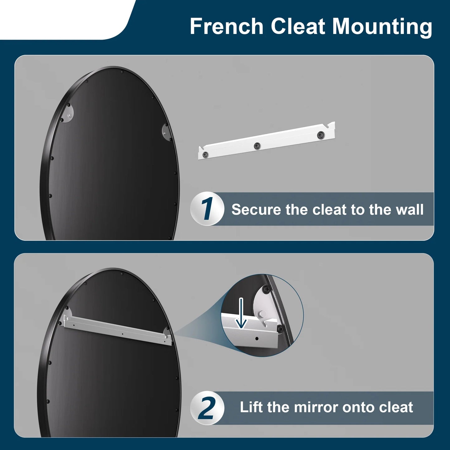 Black Oval Metal Frame Mirror – Modern Wall-Mounted Bathroom and Entryway Mirror - Lumens Depot