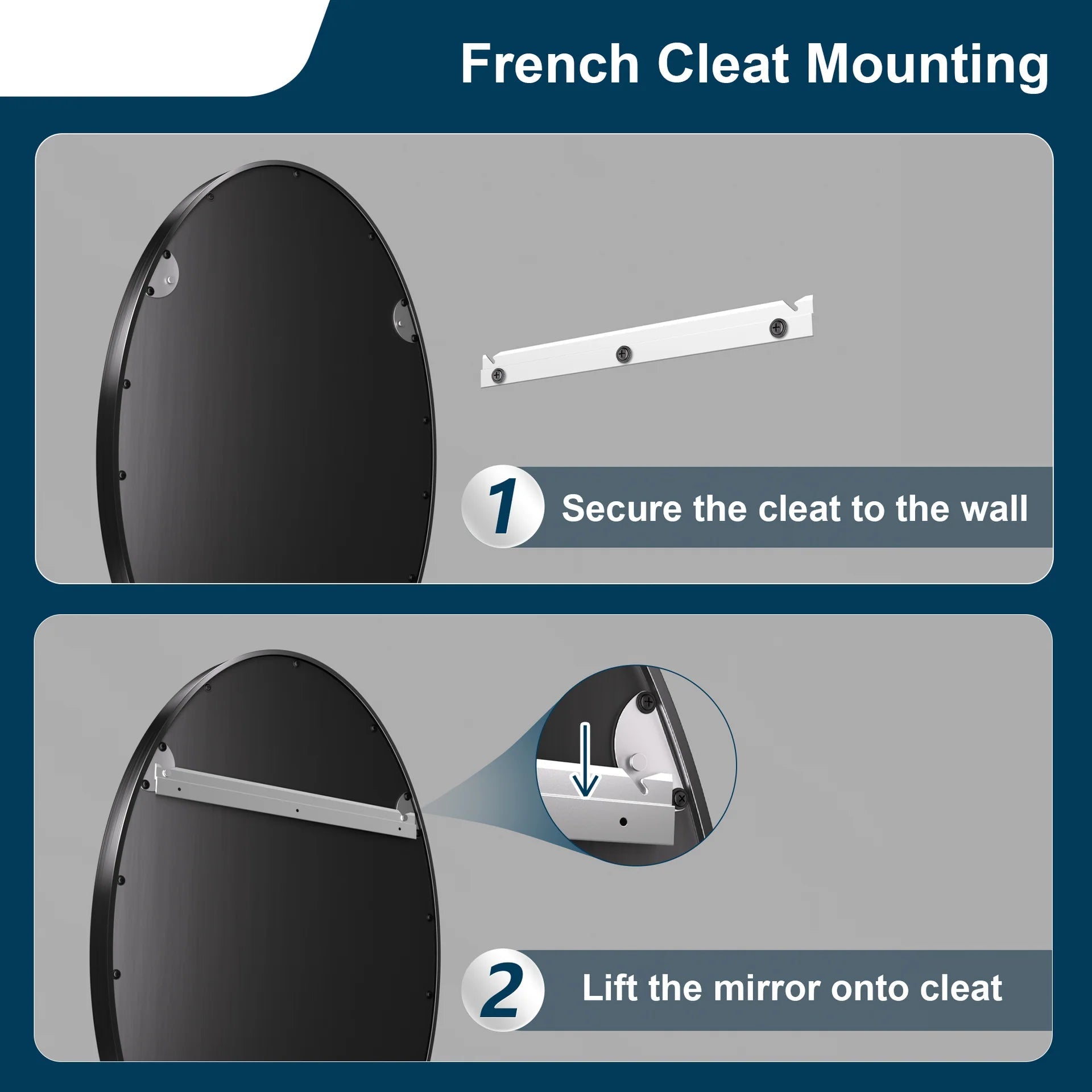 Black Oval Metal Frame Mirror – Modern Wall-Mounted Bathroom and Entryway Mirror - Lumens Depot