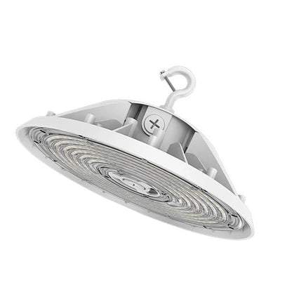 Adjustable LED UFO High Bay – 100W/120W/150W – 22,500 Lumens – Selectable CCT 4000K/5000K – 120-277V – White Housing – IP65 Waterproof – UL & DLC Listed