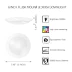 6-Inch LED Disk Light, 15W, 1050lm, 3000K, Dimmable, ETL Listed