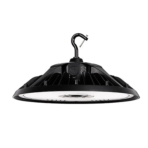 Adjustable LED UFO High Bay – 180W/200W/240W – 36,000 Lumens – CCT Selectable 4000K/5000K – 120-277V – Black Housing – IP65 Rated – UL & DLC Listed