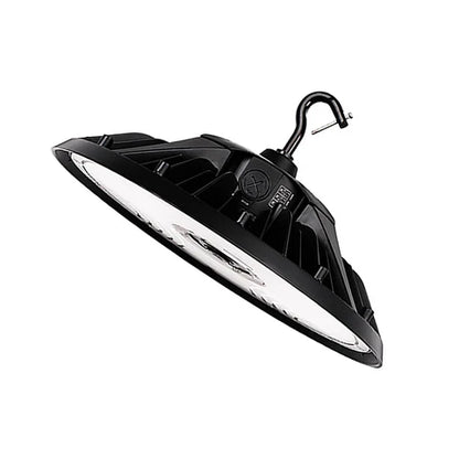 Adjustable LED UFO High Bay – 180W/200W/240W – 36,000 Lumens – CCT Selectable 4000K/5000K – 120-277V – Black Housing – IP65 Rated – UL & DLC Listed