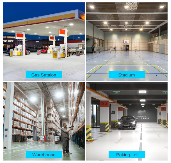 LED Canopy Light - Built-in Photocell, Adjustable 60W/48W/36W and CCT 4500K/5000K/5700K, 21,000 Lumens, 100-277 VAC