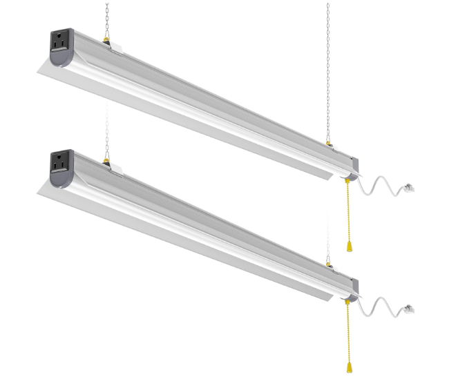 2-Pack 80W LED Shop Lights, 5000K Daylight, 10,400LM, Linkable Garage Ceiling Lights with Power Cord, T10 Linear Fixture for Workshop, Office, Basement, 120V Only - Lumens Depot