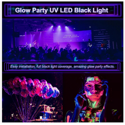 150W UV LED Black Light – IP66 Waterproof Blacklight for Glow Parties, Stage Lighting, Dance Events, Body Paint, Aquarium & Glow Posters – 10ft Power Cord, Plug & Glow Tape Included - Lumens Depot