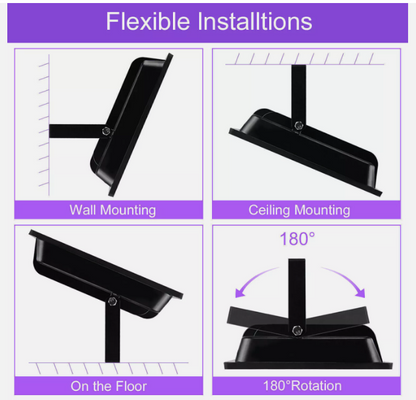 150W UV LED Black Light – IP66 Waterproof Blacklight for Glow Parties, Stage Lighting, Dance Events, Body Paint, Aquarium & Glow Posters – 10ft Power Cord, Plug & Glow Tape Included - Lumens Depot