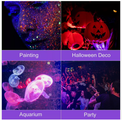 150W UV LED Black Light – IP66 Waterproof Blacklight for Glow Parties, Stage Lighting, Dance Events, Body Paint, Aquarium & Glow Posters – 10ft Power Cord, Plug & Glow Tape Included - Lumens Depot