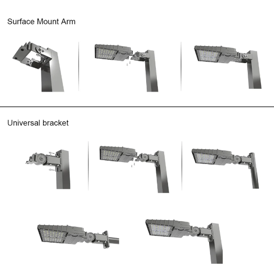 200W LED Parking Lot Light – 5000K IP65 Shoebox Pole Light with Built-in Photocell & All-in-One Pole Bracket – Trunnion & Slip Fitter Mount, 100-277V - Lumens Depot