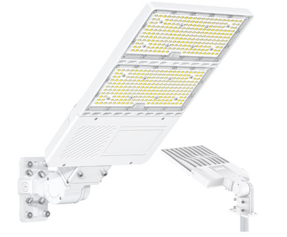 320W LED Shoebox Parking Lot Light with Photocell, UL DLC Listed, 48,000LM, 5000K, IP65, Commercial Area Pole & Flood Fixture, 100-277V, 3-in-1 Arm & Slip Fitter Mount - Lumens Depot