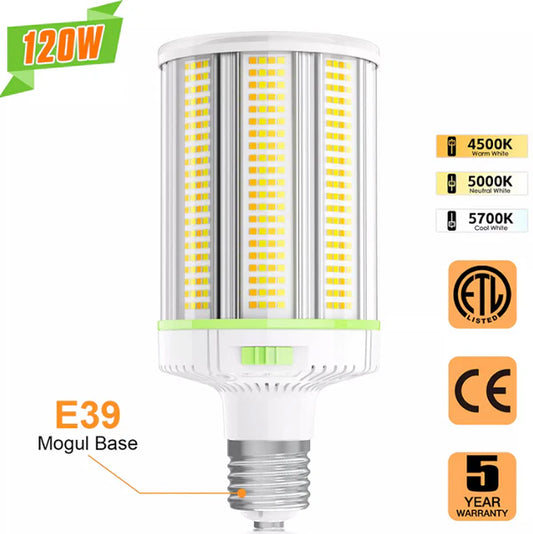 LED Corn Bulb, 120W, 16800 Lumens, 5000K, E39 Base, 100-277 VAC - Lumens Depot