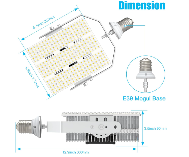 300W LED Shoebox Retrofit Kit – E39 Mogul Base, 277-480V Input DLC & ETL Certified Outdoor Pole Light for Sport Courts, Roadways, Stadiums, and Parking Lots - Lumens Depot