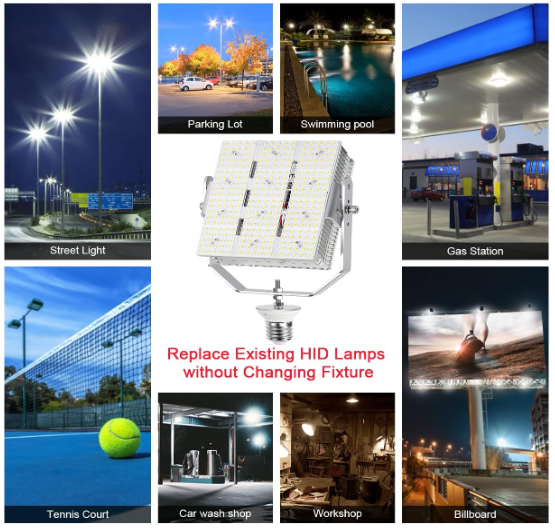 300W LED Shoebox Retrofit Kit – E39 Mogul Base, 277-480V Input DLC & ETL Certified Outdoor Pole Light for Sport Courts, Roadways, Stadiums, and Parking Lots - Lumens Depot