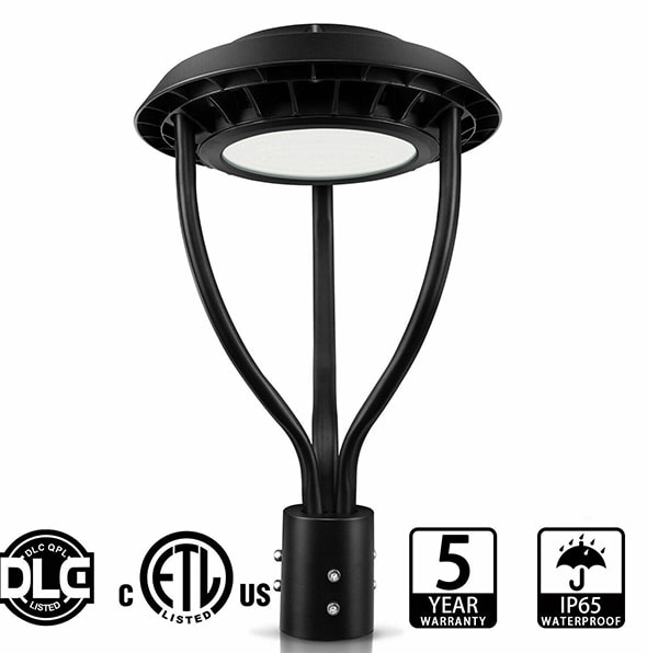 LED Circular Area Light with Photocell Model BAT, 60W/48W/36W CCT Tunable 3000K/4000K/5000K, 100-277VAC, Adjustable 8400LM Outdoor Pole Light, IP65 Waterproof Commercial LED Post Top Fixture, ETL DLC Listed - Lumens Depot