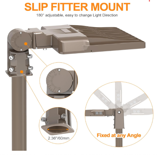 150W LED Parking Lot Light, 480V, ETL Listed, 5000K Shoebox Pole Fixture with Adjustable Slip Fitter, IP65 Outdoor Security Flood Light for Commercial Street & Area Lighting (AC 277-480V) - Lumens Depot