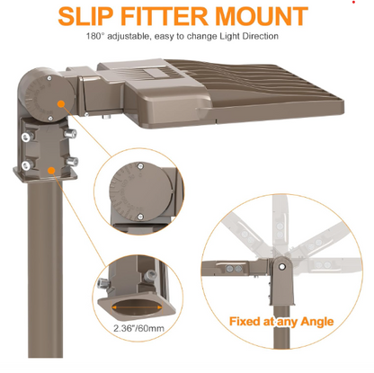 150W LED Parking Lot Light, 480V, ETL Listed, 5000K Shoebox Pole Fixture with Adjustable Slip Fitter, IP65 Outdoor Security Flood Light for Commercial Street & Area Lighting (AC 277-480V) - Lumens Depot