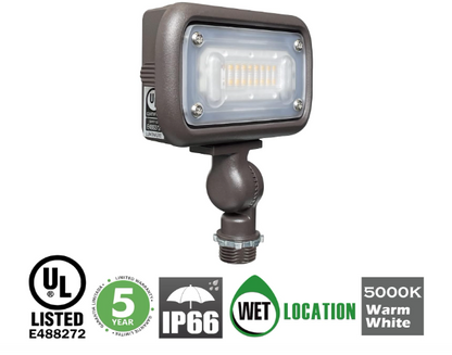 45W LED Flood Light for Outdoor Signs, UL Listed Flag Pole Light, 5650 Lumens, 5000K Daylight, 1/2" Knuckle Mount, 100-277V, Waterproof Security Light with 5-Year Warranty - Lumens Depot